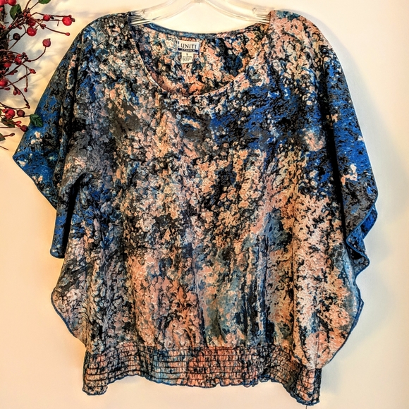 Uniti Tops - Uniti Abstract Marble Print Dolman Top Small